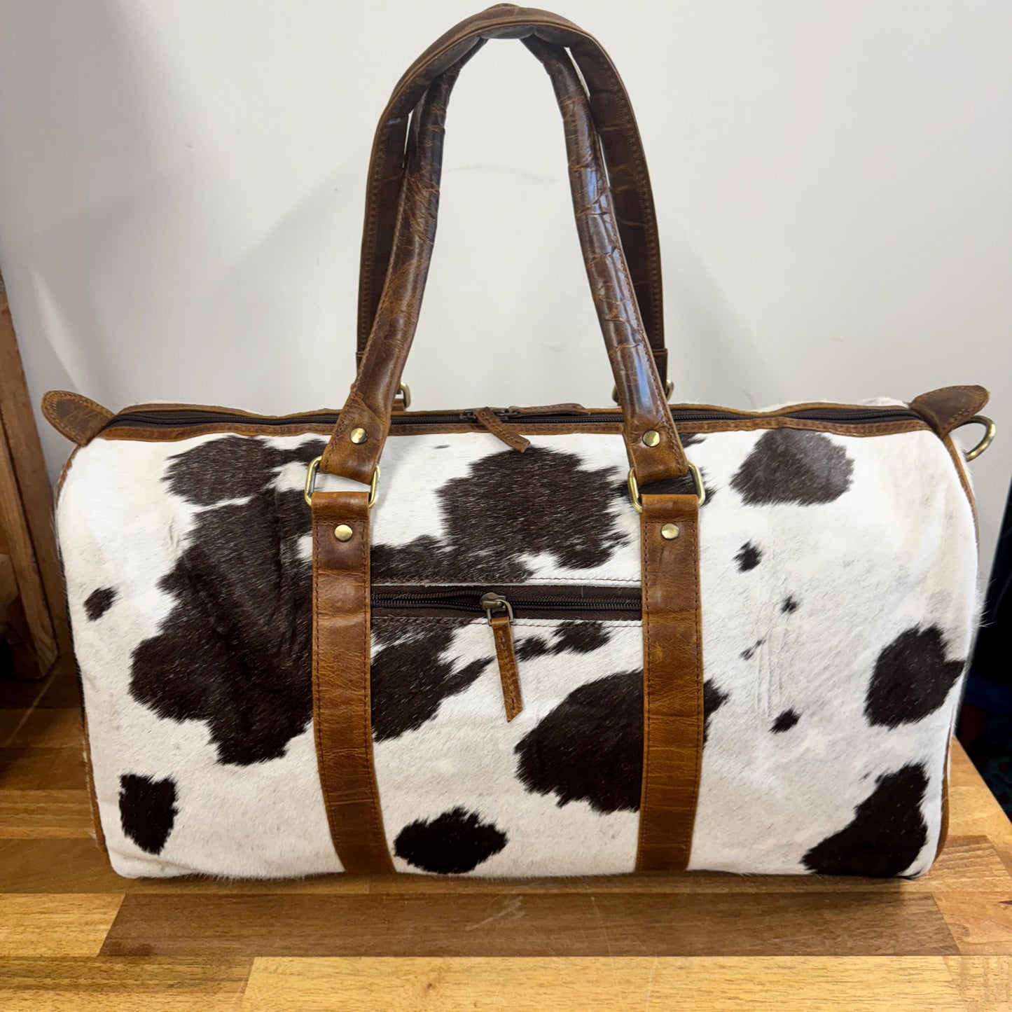 Western Style Leather Duffle Bag with hair on - JayKayBoutiqueOnline