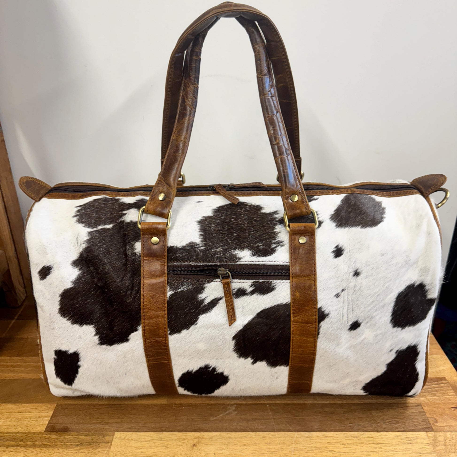 Western Style Leather Duffle Bag with hair on - JayKayBoutiqueOnline