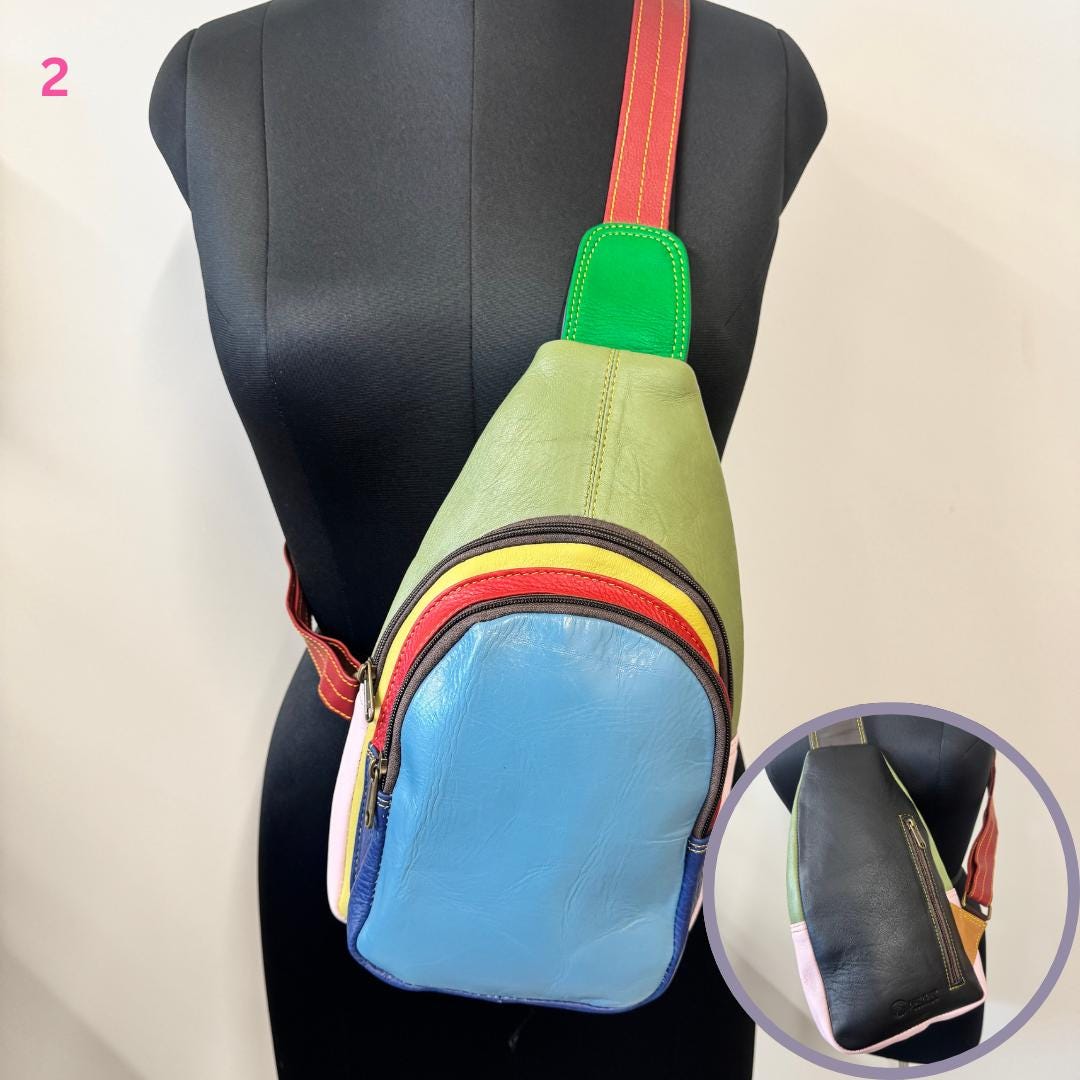 Coloured Leather Sling Bag Easy Access - JayKayBoutiqueOnline