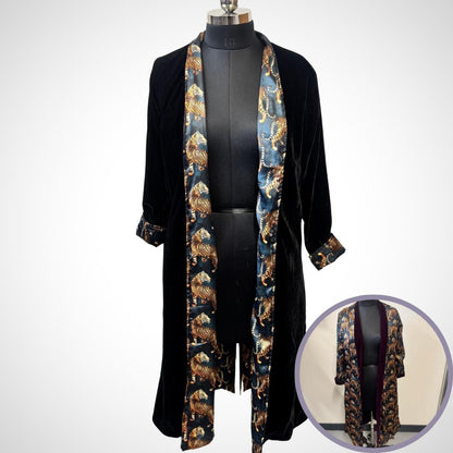 Reversible Tiger Print satin and Velvet Coat - JayKayBoutiqueOnline