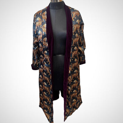 Reversible Tiger Print satin and Velvet Coat - JayKayBoutiqueOnline