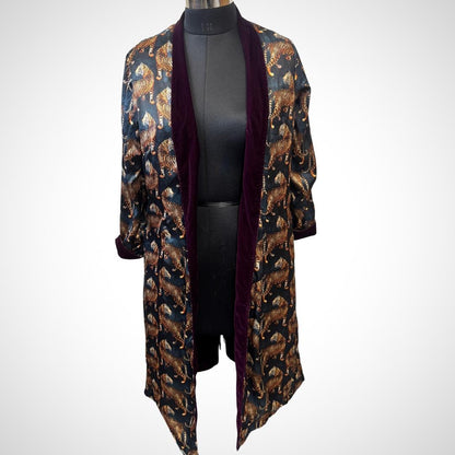 Reversible Tiger Print satin and Velvet Coat - JayKayBoutiqueOnline