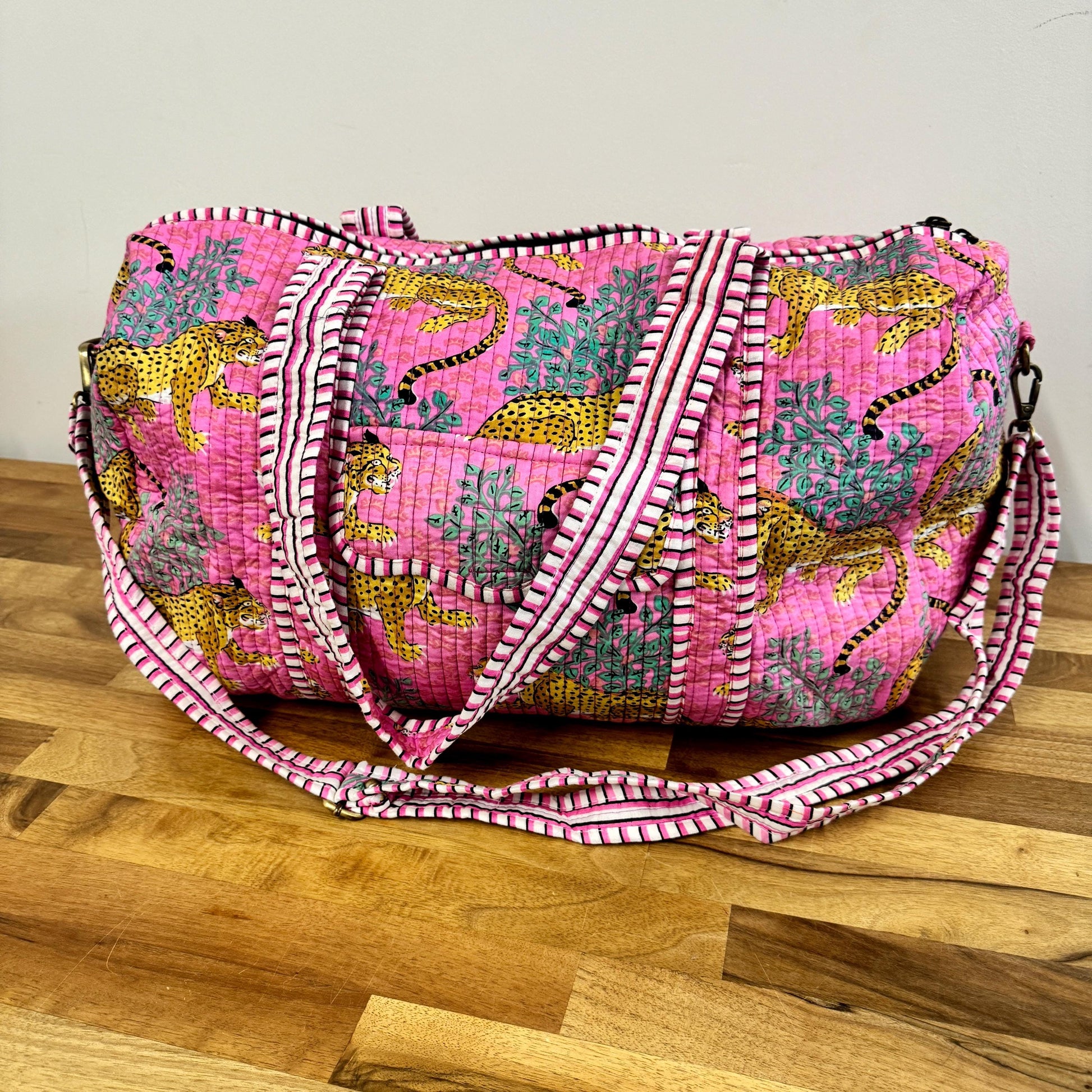 Cotton Quilted Overnight Bag | Cotton Travel Bag | Cotton Overnight Bag | Travel Bag | Weekender Bag | Travel Duffel Bag | Changing Bag - JayKayBoutiqueOnline