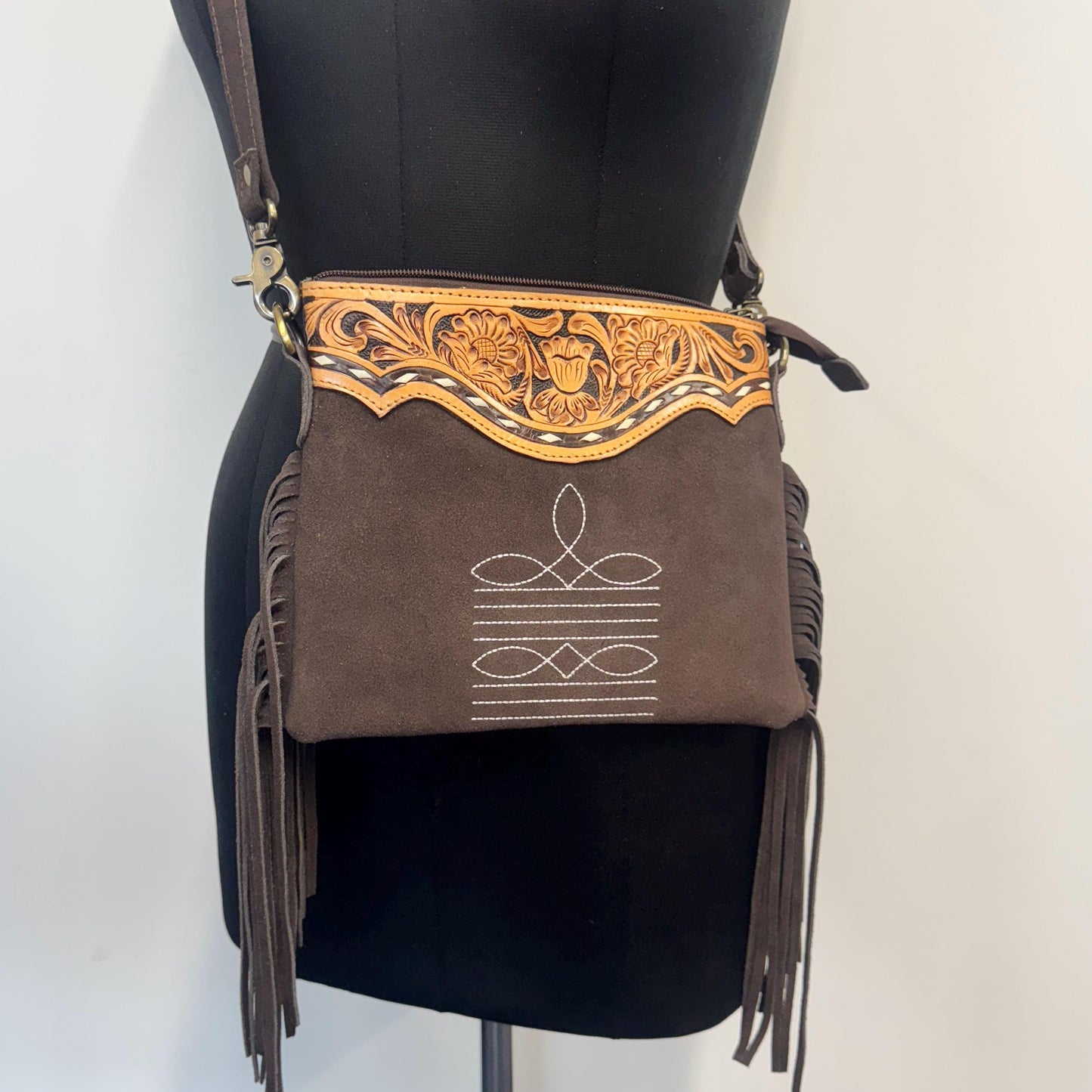 Western Style Suede Bag with Tassels - JayKayBoutiqueOnline