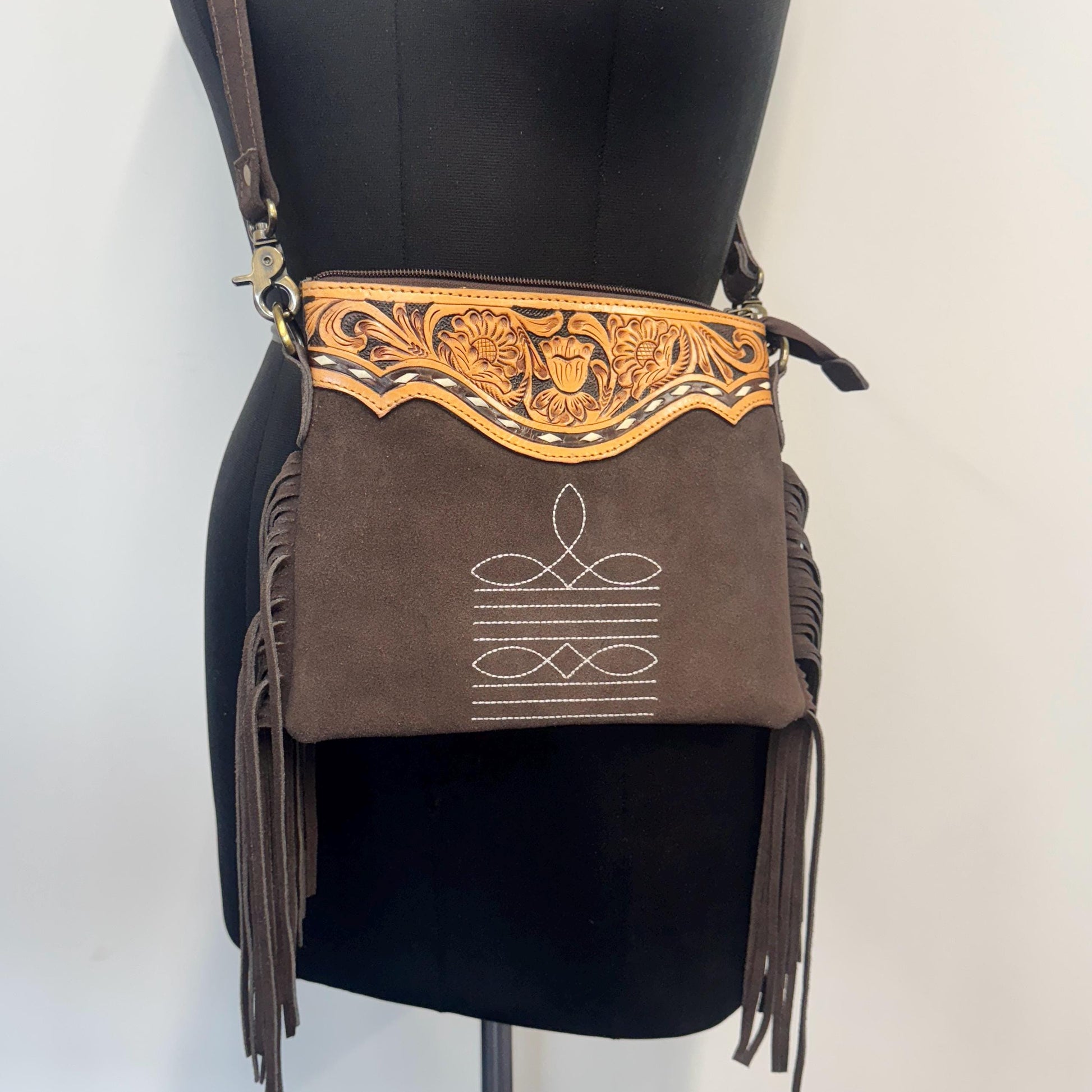 Western Style Suede Bag with Tassels - JayKayBoutiqueOnline