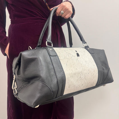 Leather and Hide Duffle Weekender Dual Size Bag - JayKayBoutiqueOnline