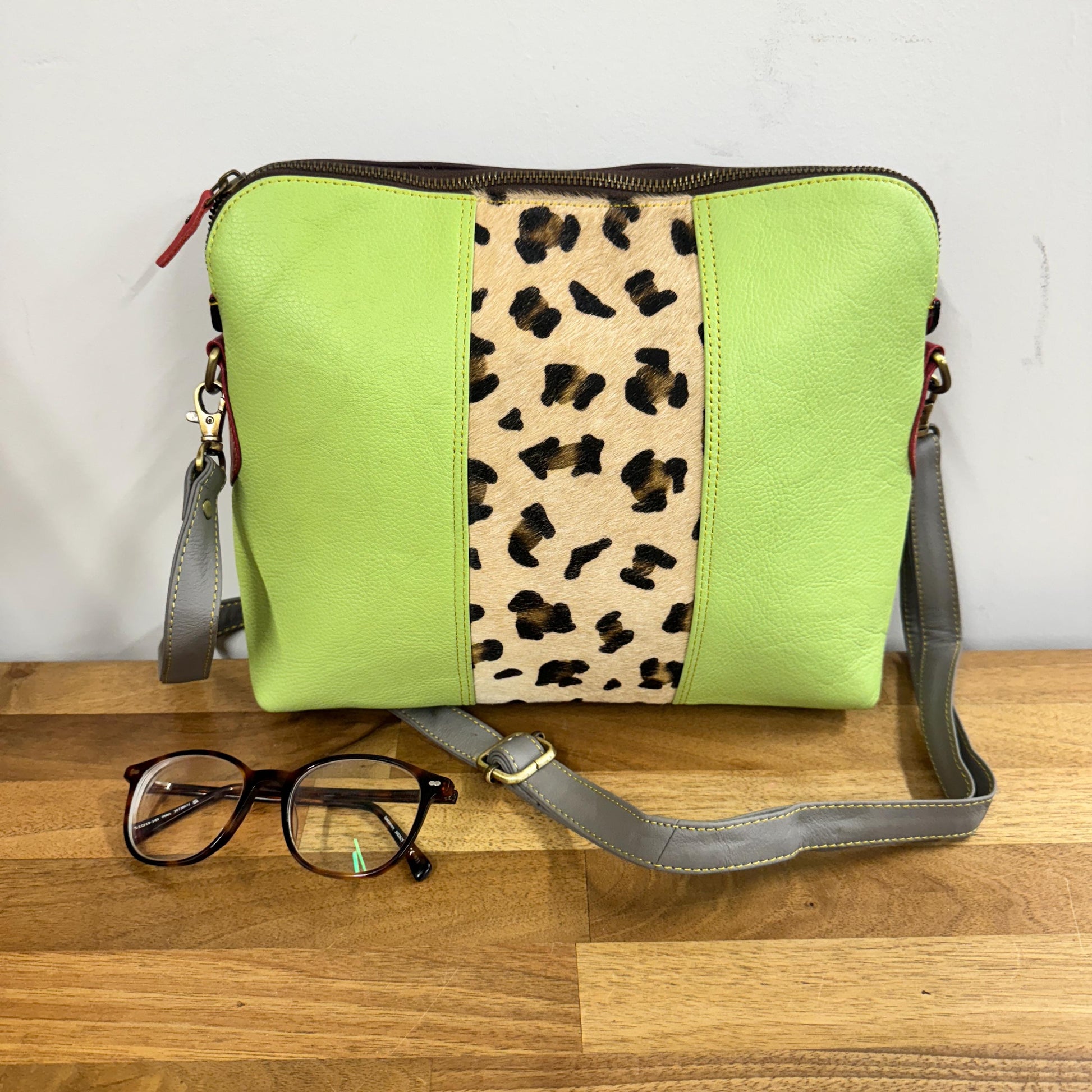 Coloured Leather Cross Body Bag with Animal Print - JayKayBoutiqueOnline
