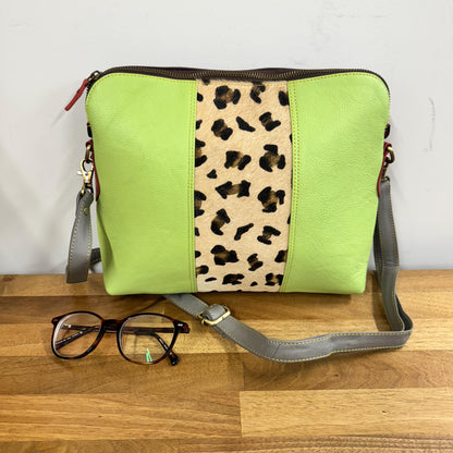 Coloured Leather Cross Body Bag with Animal Print - JayKayBoutiqueOnline