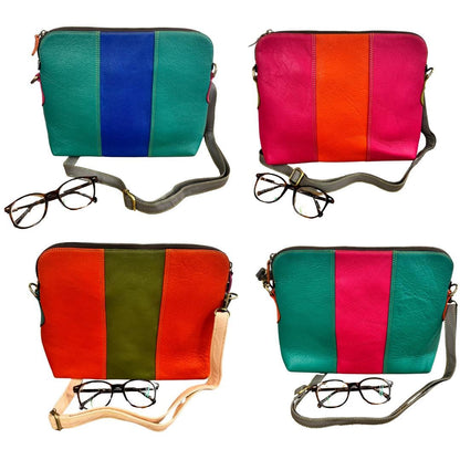 Coloured Leather Cross Body Bag in Various Colours - JayKayBoutiqueOnline
