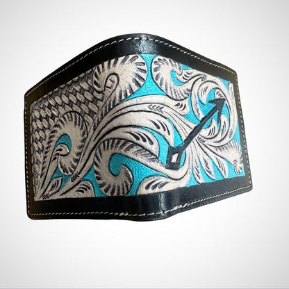 Hand Carved Leather Bi-Fold Wallet - JayKayBoutiqueOnline