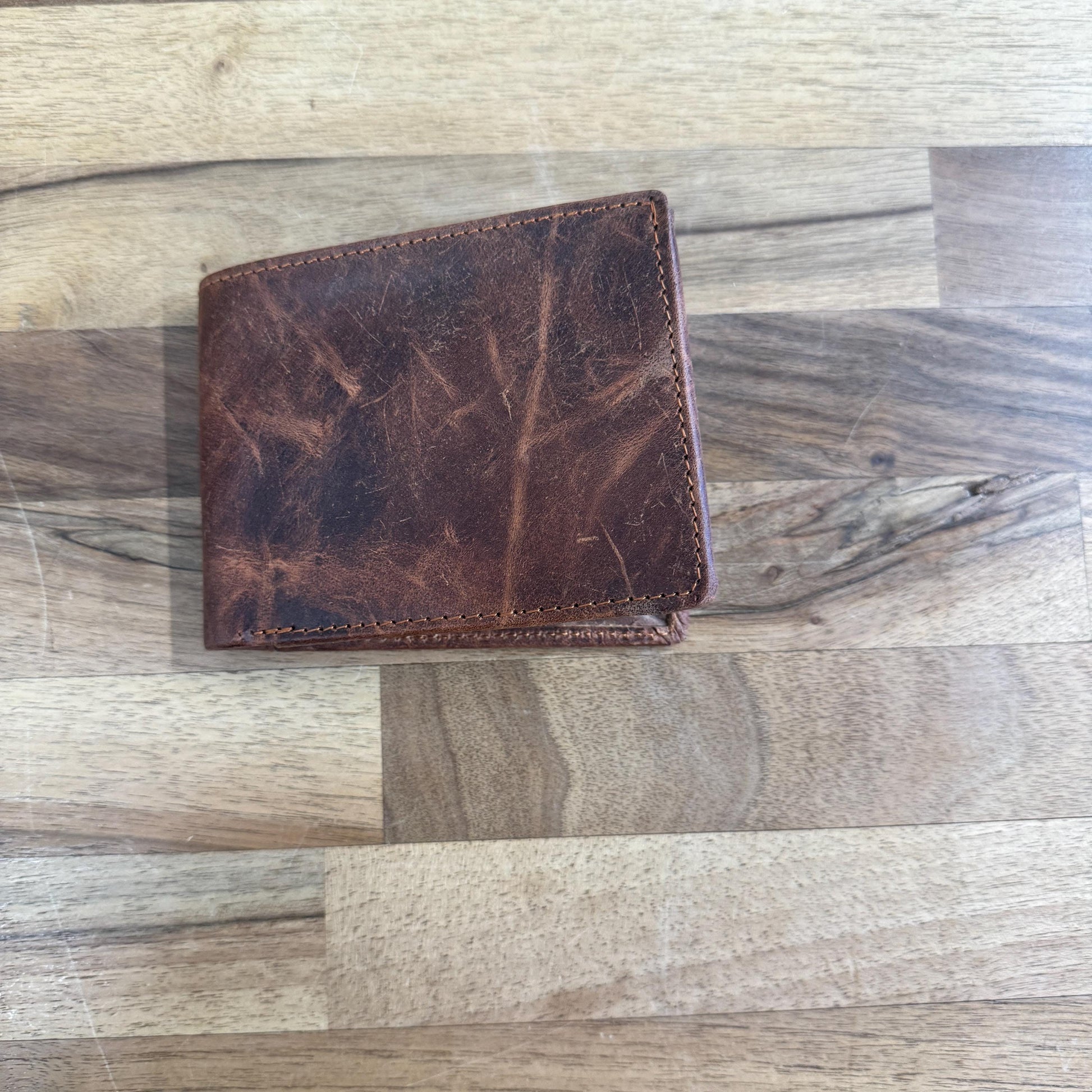 Slim Brown Bi-Fold Leather Wallet for Men - JayKayBoutiqueOnline