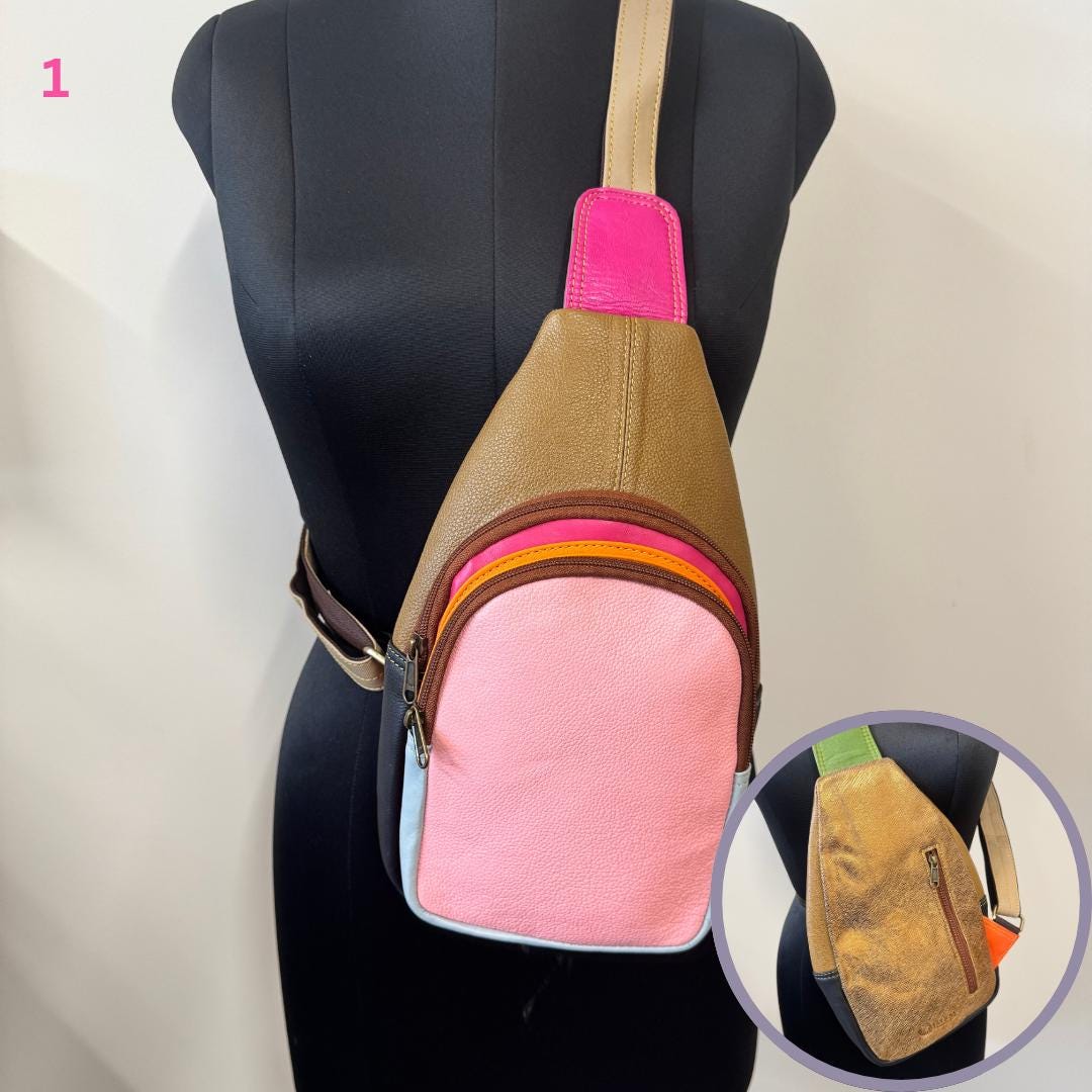Coloured Leather Sling Bag Easy Access - JayKayBoutiqueOnline