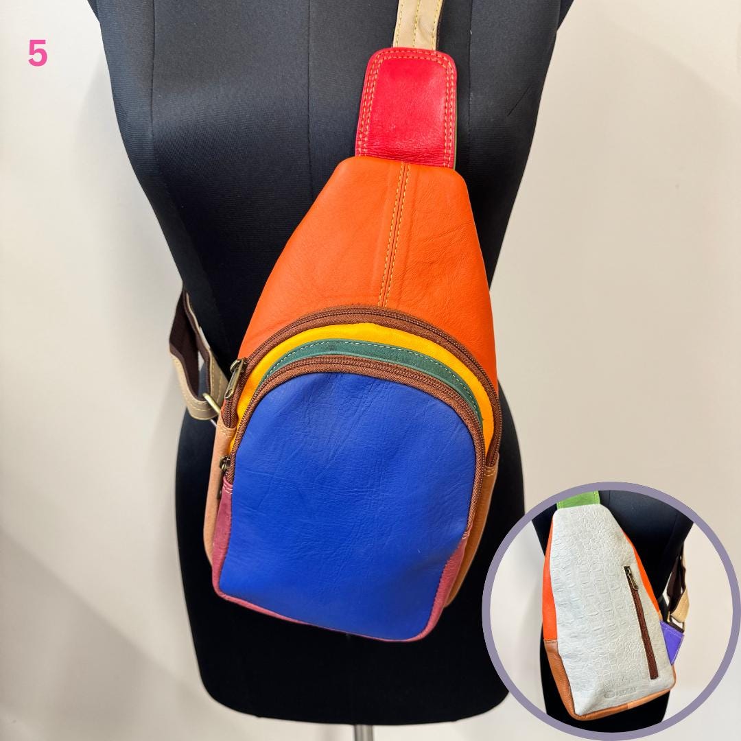 Coloured Leather Sling Bag Easy Access - JayKayBoutiqueOnline