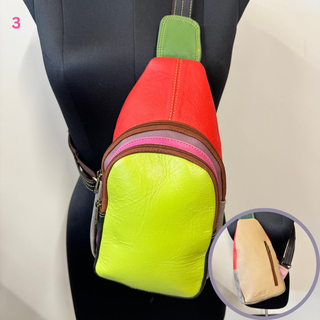 Coloured Leather Sling Bag Easy Access - JayKayBoutiqueOnline