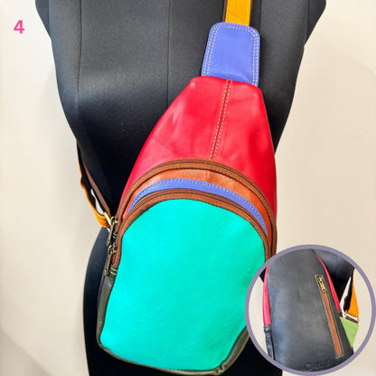 Coloured Leather Sling Bag Easy Access - JayKayBoutiqueOnline