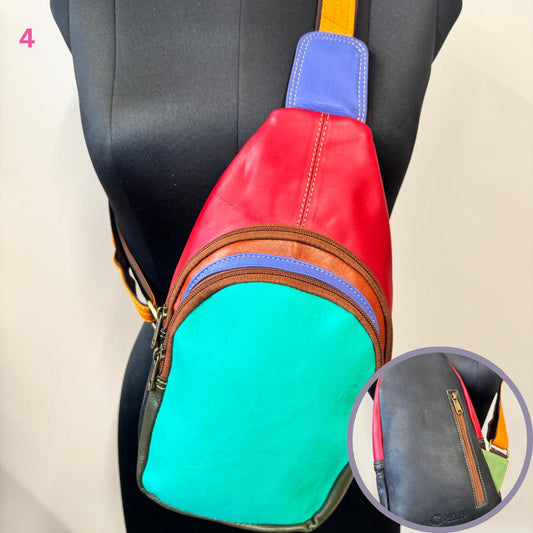 Coloured Leather Sling Bag Easy Access - JayKayBoutiqueOnline
