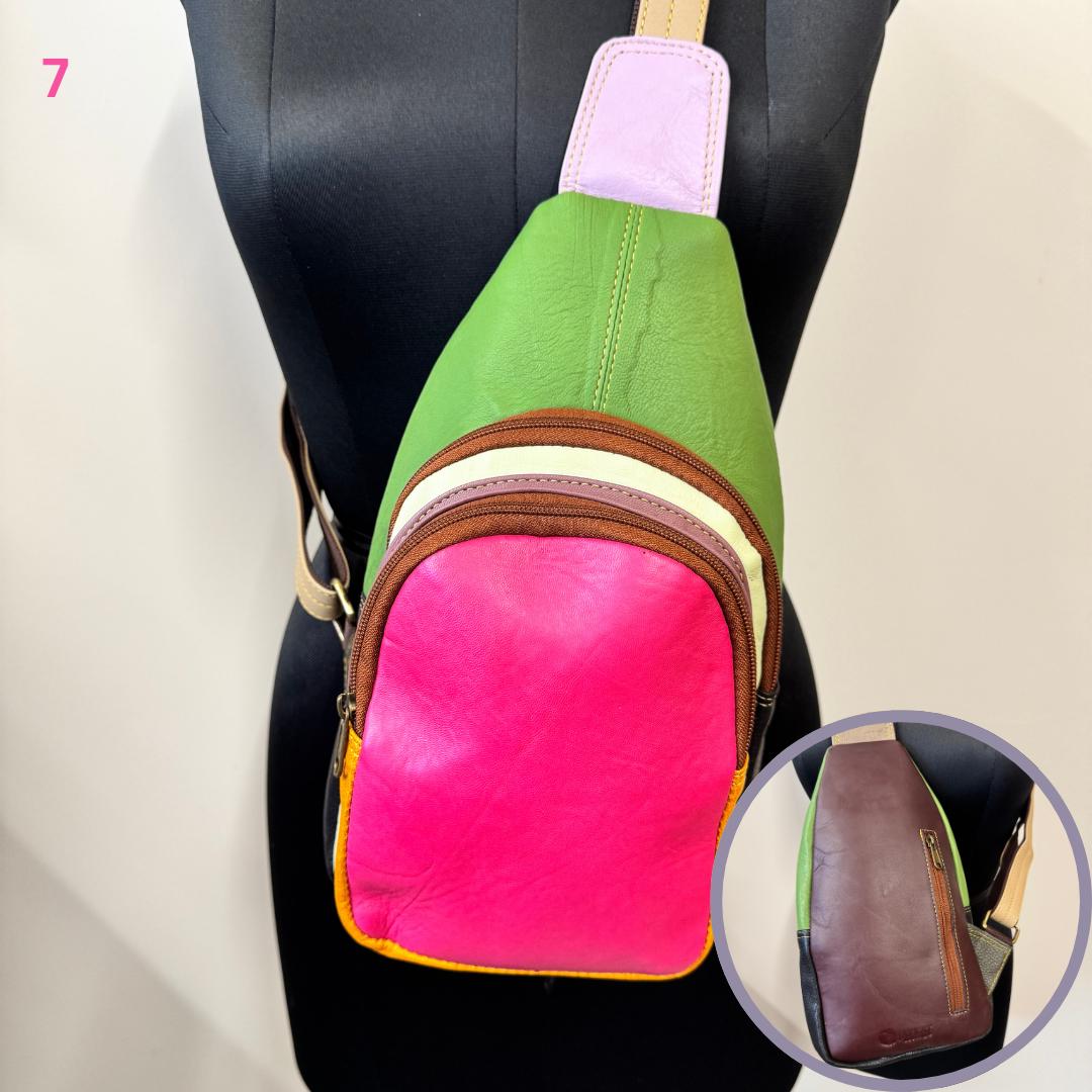 Coloured Leather Sling Bag Easy Access - JayKayBoutiqueOnline