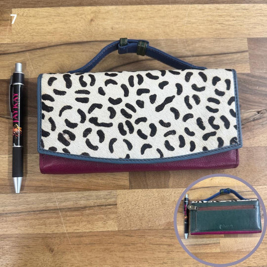 Coloured Recycled Leather Purse with hair on - JayKayBoutiqueOnline