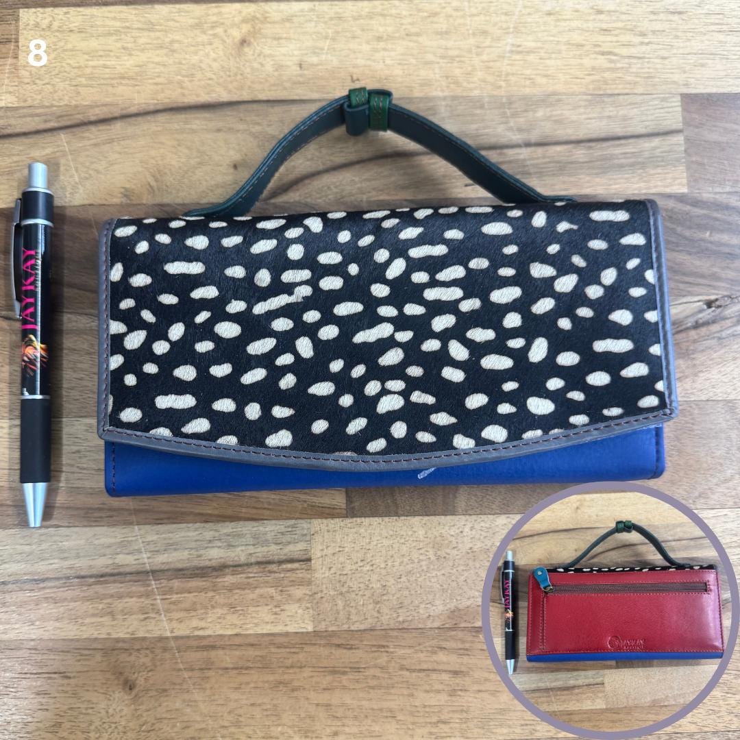 Recycled Leather Clutch Wallet with Animal Print Hide - JayKayBoutiqueOnline