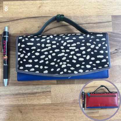 Recycled Leather Clutch Wallet with Animal Print Hide - JayKayBoutiqueOnline