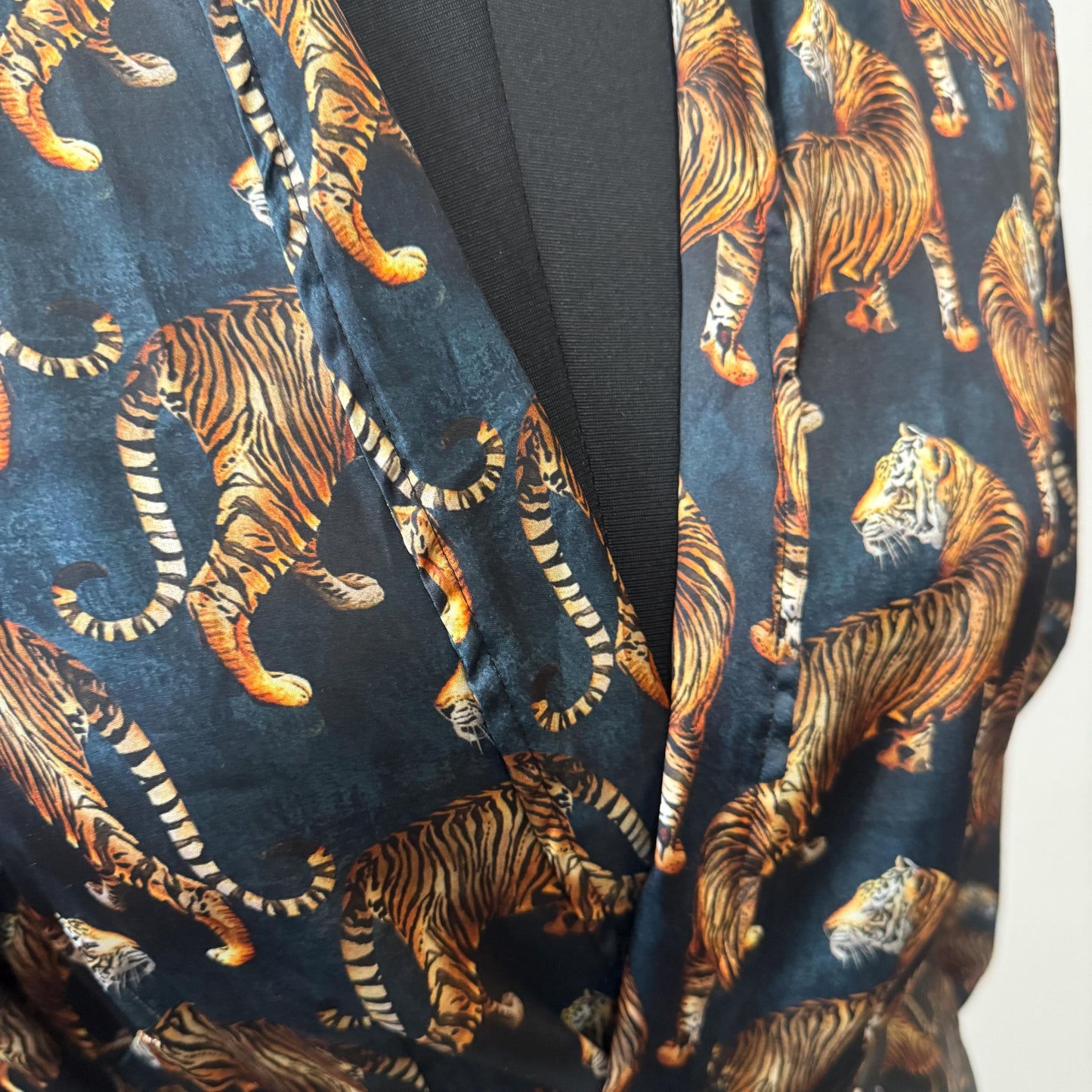 Satin Robe with Bengal Tiger Print - JayKayBoutiqueOnline