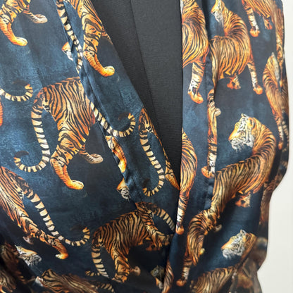 Satin Robe with Bengal Tiger Print - JayKayBoutiqueOnline