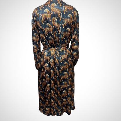 Satin Robe with Bengal Tiger Print - JayKayBoutiqueOnline