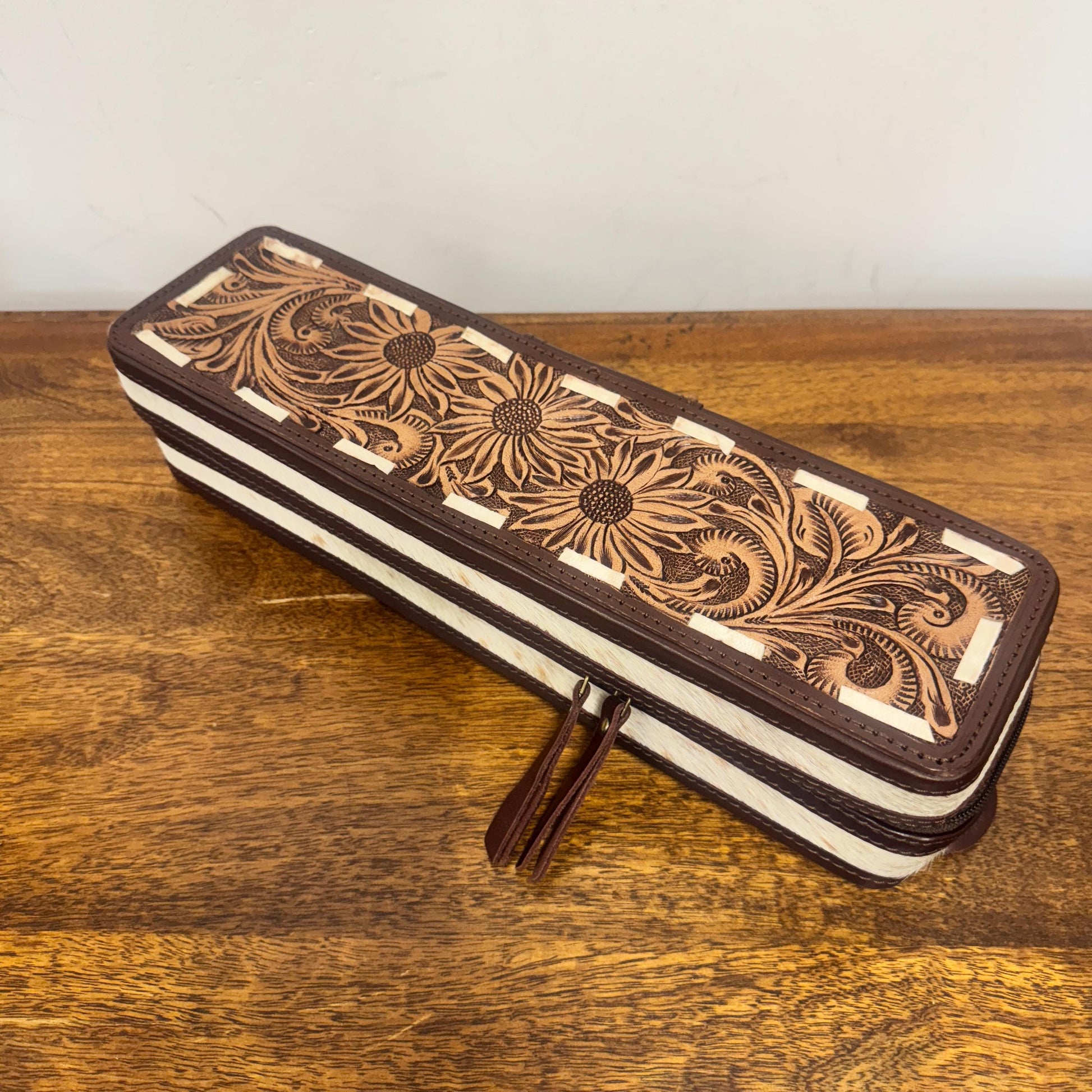 Hand Carved Leather Hair Straightener Case - JayKayBoutiqueOnline