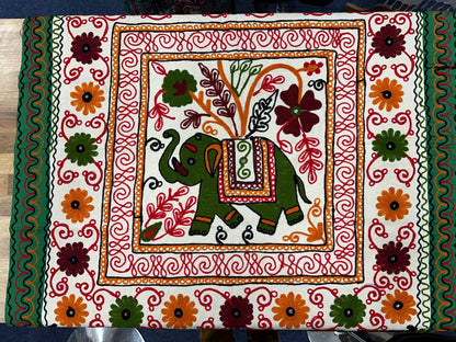 Elephant Embroidered Square Table Cloth - JayKayBoutiqueOnline