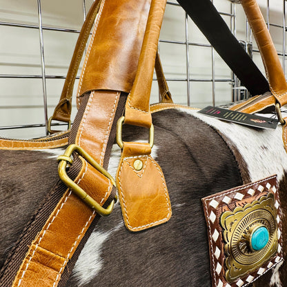 Western Style Leather Duffle Bag Hair on - JayKayBoutiqueOnline