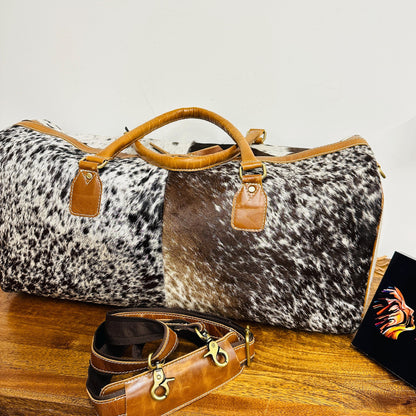 Western Style Leather Duffle Bag Hair on - JayKayBoutiqueOnline