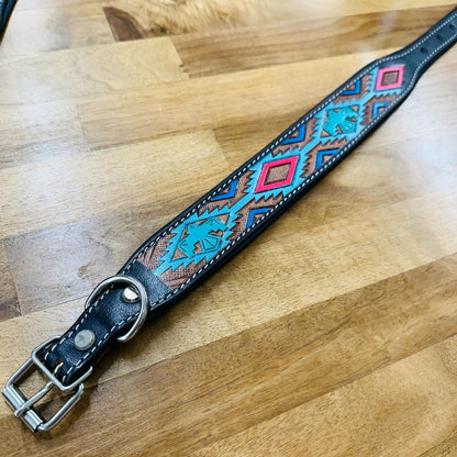 Hand Carved Leather Dog Collar Padded - JayKayBoutiqueOnline