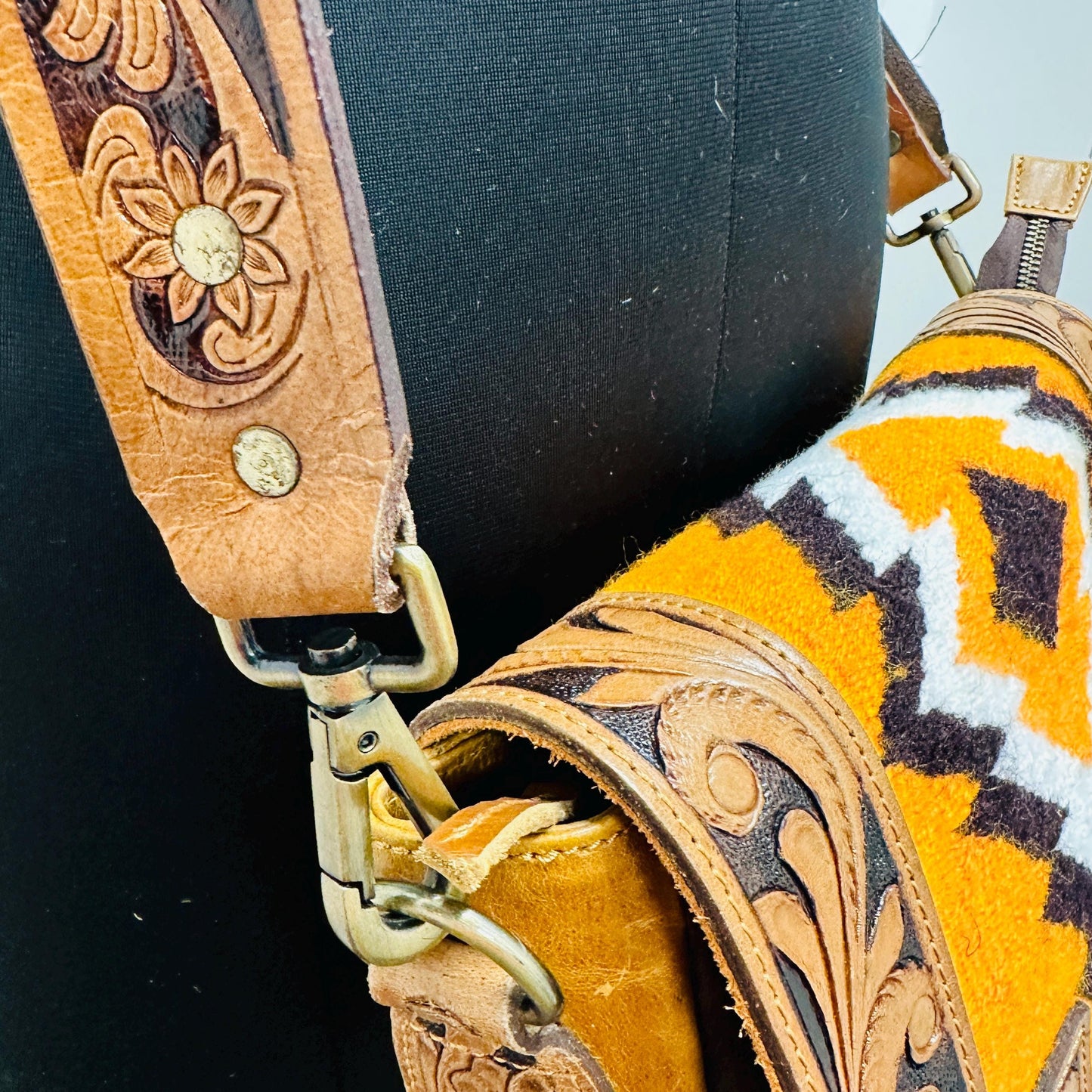 Hand Tooled Leather Cowhide Shoulder Bag - JayKayBoutiqueOnline