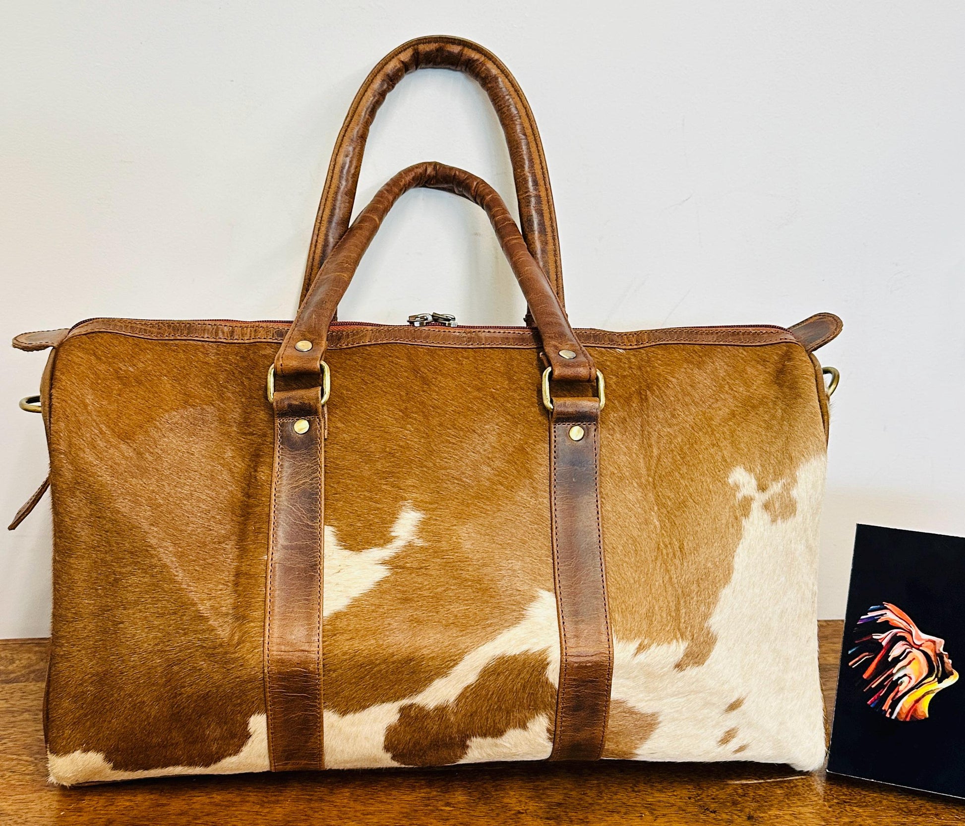 Western Style Leather Duffle Bag with hair on - JayKayBoutiqueOnline