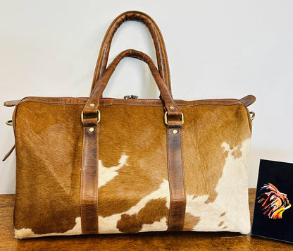 Western Style Leather Duffle Bag with hair on - JayKayBoutiqueOnline