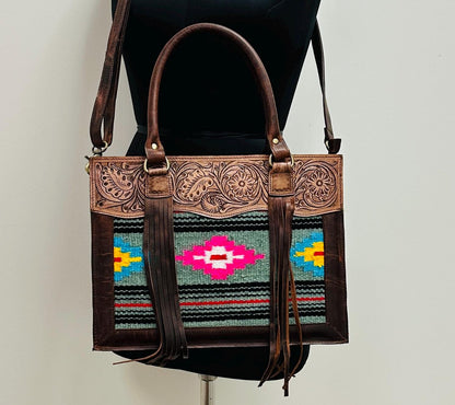 Hand Tooled Leather Medium Tote Bag - JayKayBoutiqueOnline
