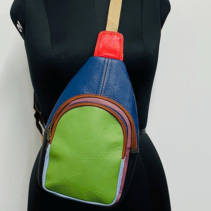 Coloured Leather Sling Bag Easy Access - JayKayBoutiqueOnline
