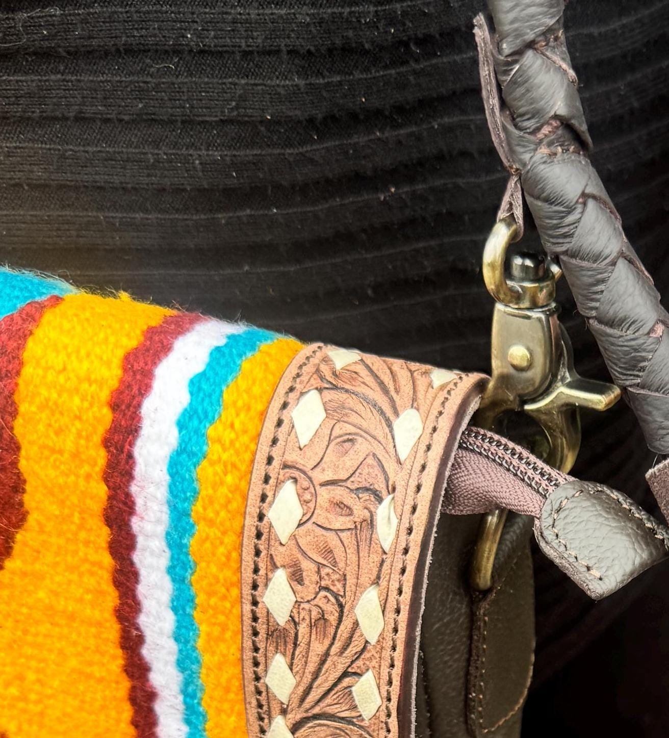Leather Tassle Kilim Blanket Large Fringed Bag - JayKayBoutiqueOnline
