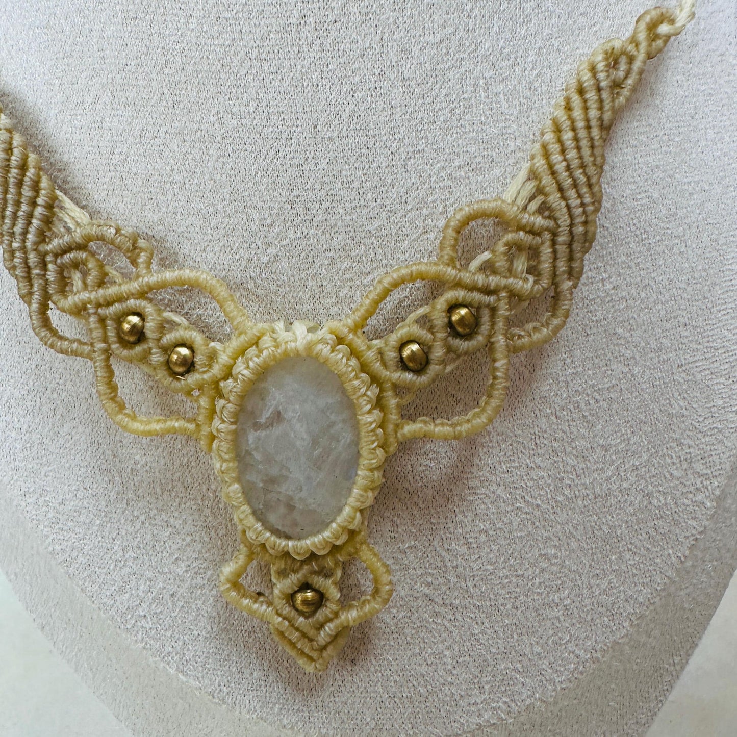 Macrame Moonstone Adjustable Necklace - JayKayBoutiqueOnline