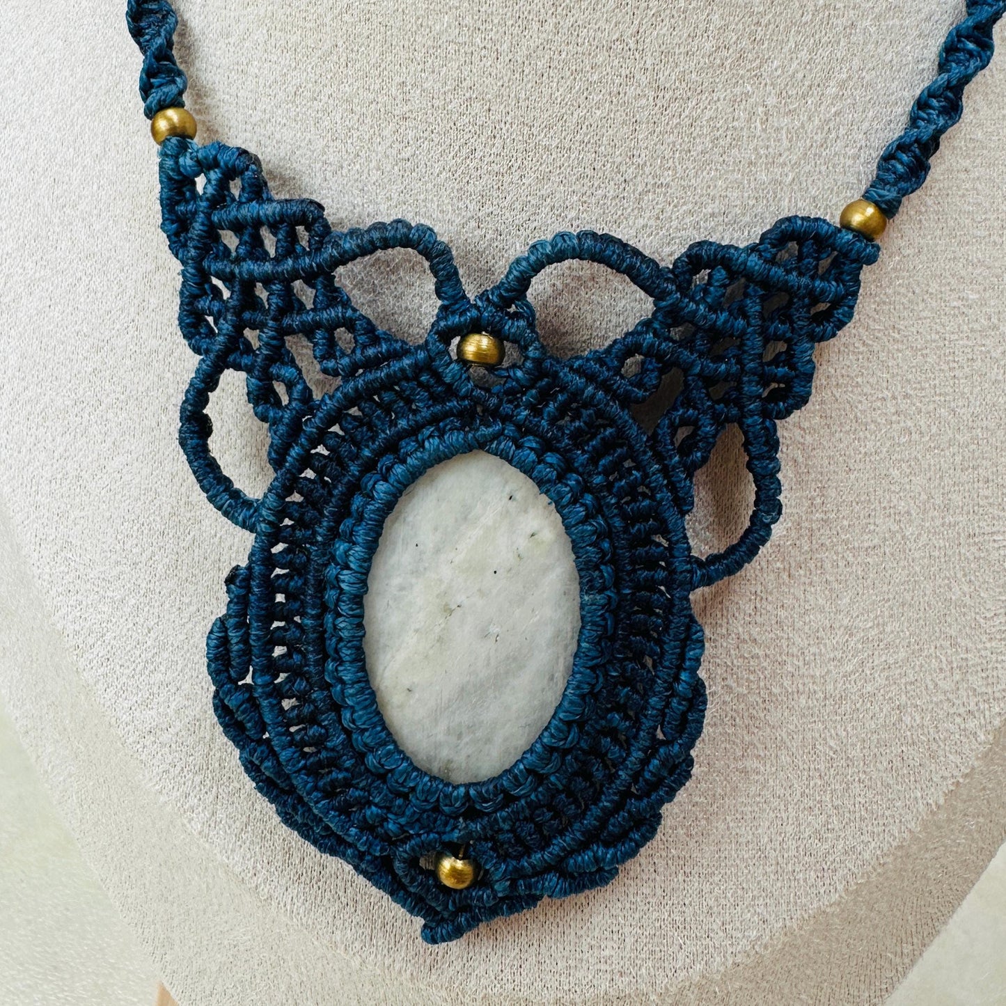 Macrame Moonstone Adjustable Necklace - JayKayBoutiqueOnline