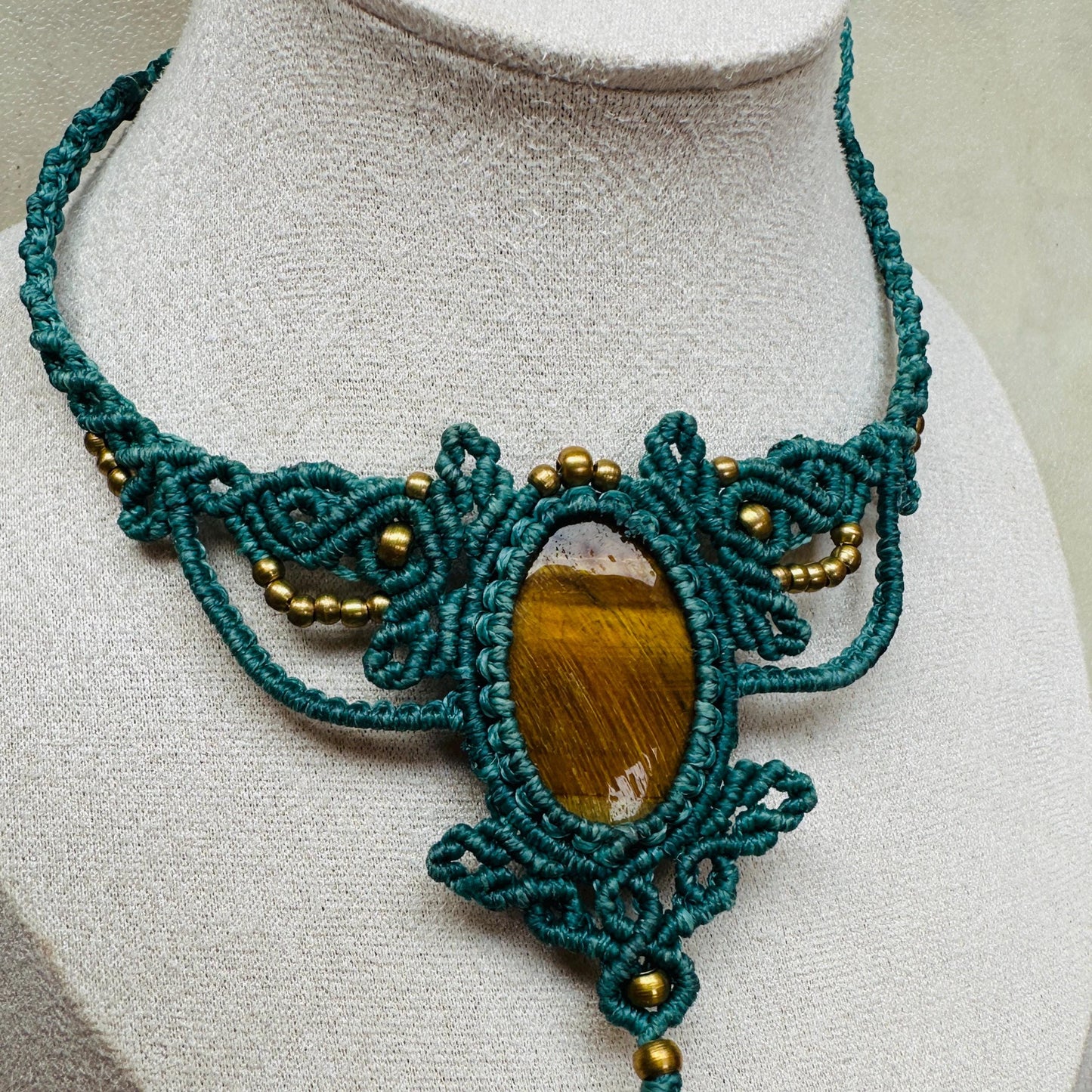 Macrame Moonstone Adjustable Necklace - JayKayBoutiqueOnline