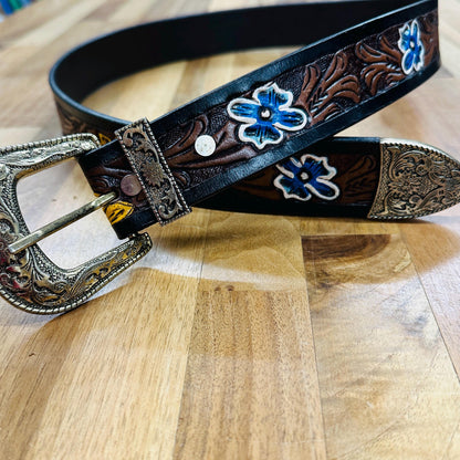 HandTooled Leather Belts | Western Leather Belt | CowGirl Belt | Cowboy Belt | Big Buckle Belt | Coyote Ugly Belt | Tan Belt | Brown Belt | - JayKayBoutiqueOnline