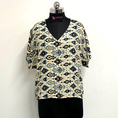 Oversized Silk V-Neck Top - JayKayBoutiqueOnline