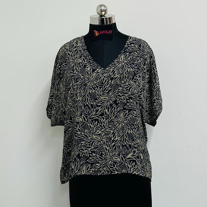 Oversized Silk V-Neck Top - JayKayBoutiqueOnline