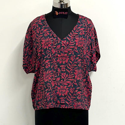 Loose Silk V Neck Top - JayKayBoutiqueOnline