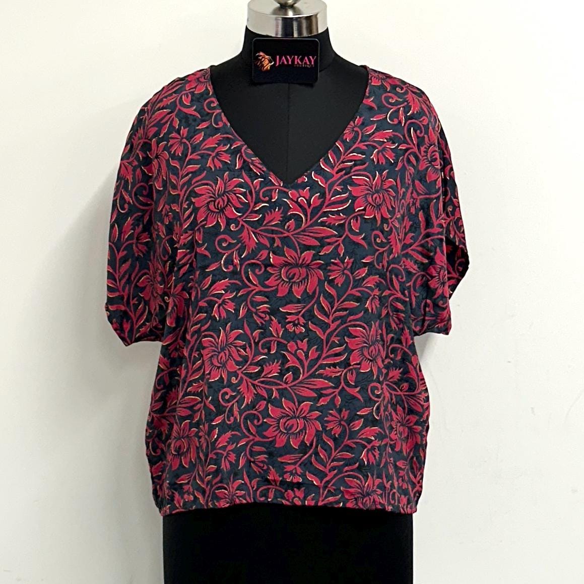 Oversized Silk V-Neck Top - JayKayBoutiqueOnline