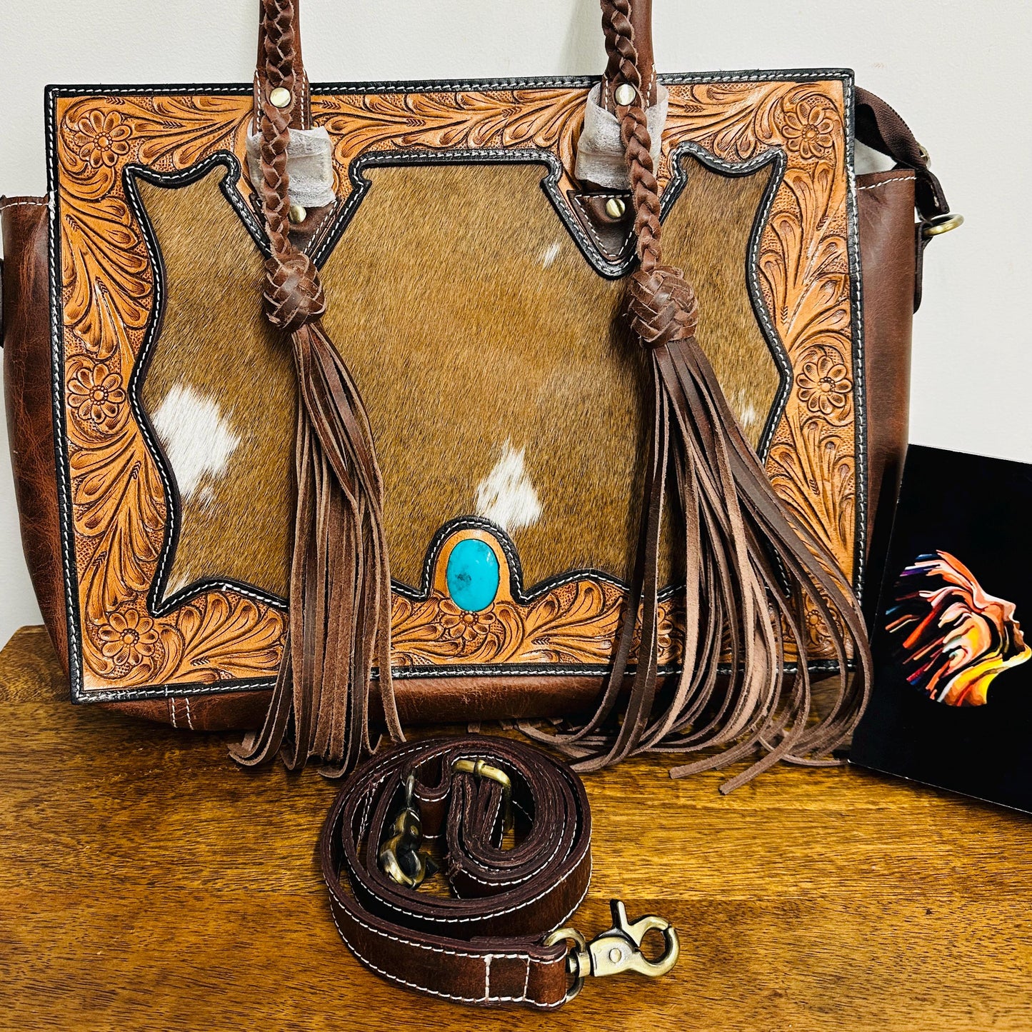 Hand Tooled Leather Western Tote Bag - JayKayBoutiqueOnline