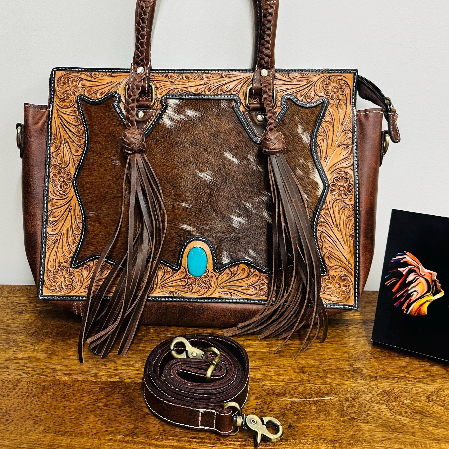 Hand Tooled Leather Western Tote Bag - JayKayBoutiqueOnline