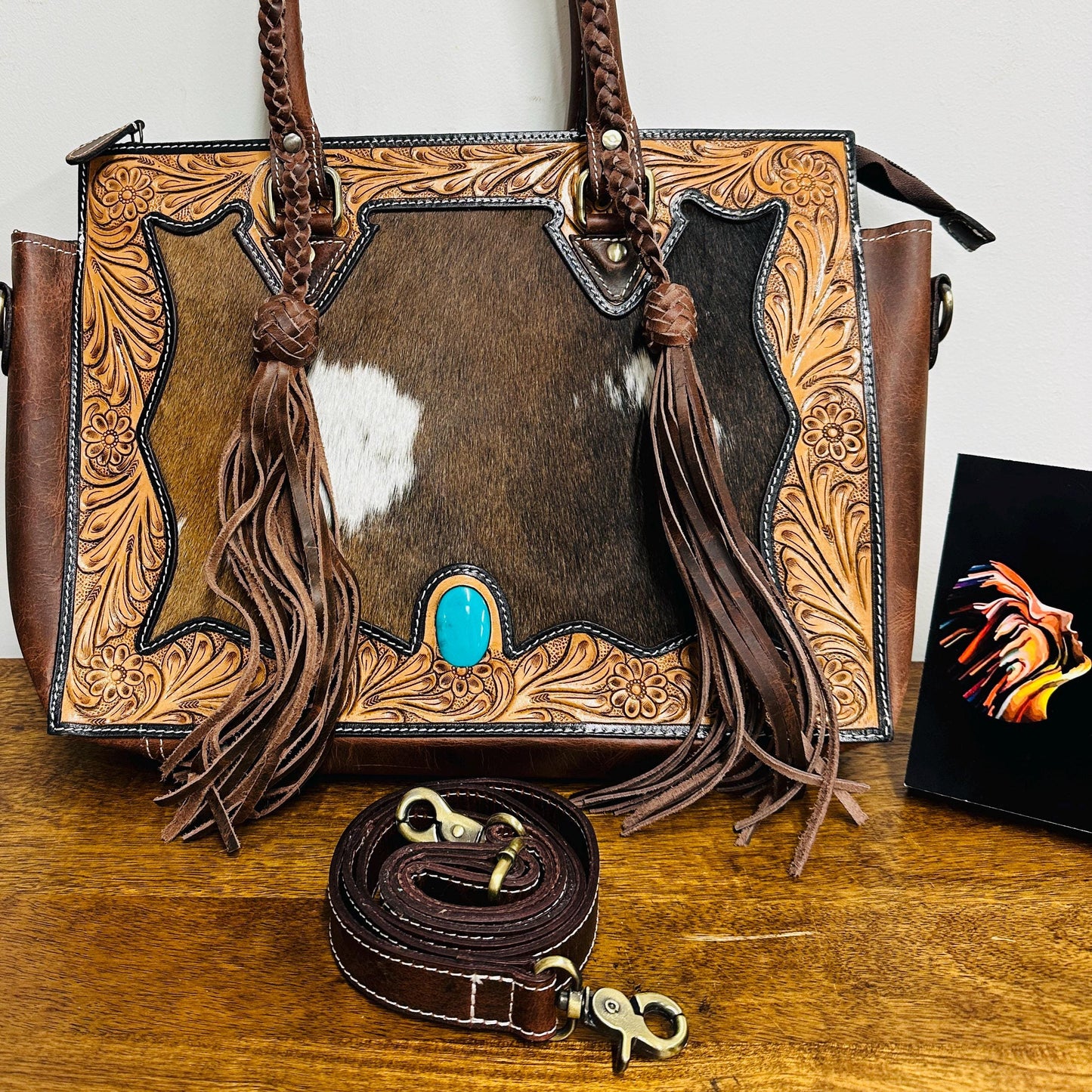 Hand Tooled Leather Western Tote Bag - JayKayBoutiqueOnline