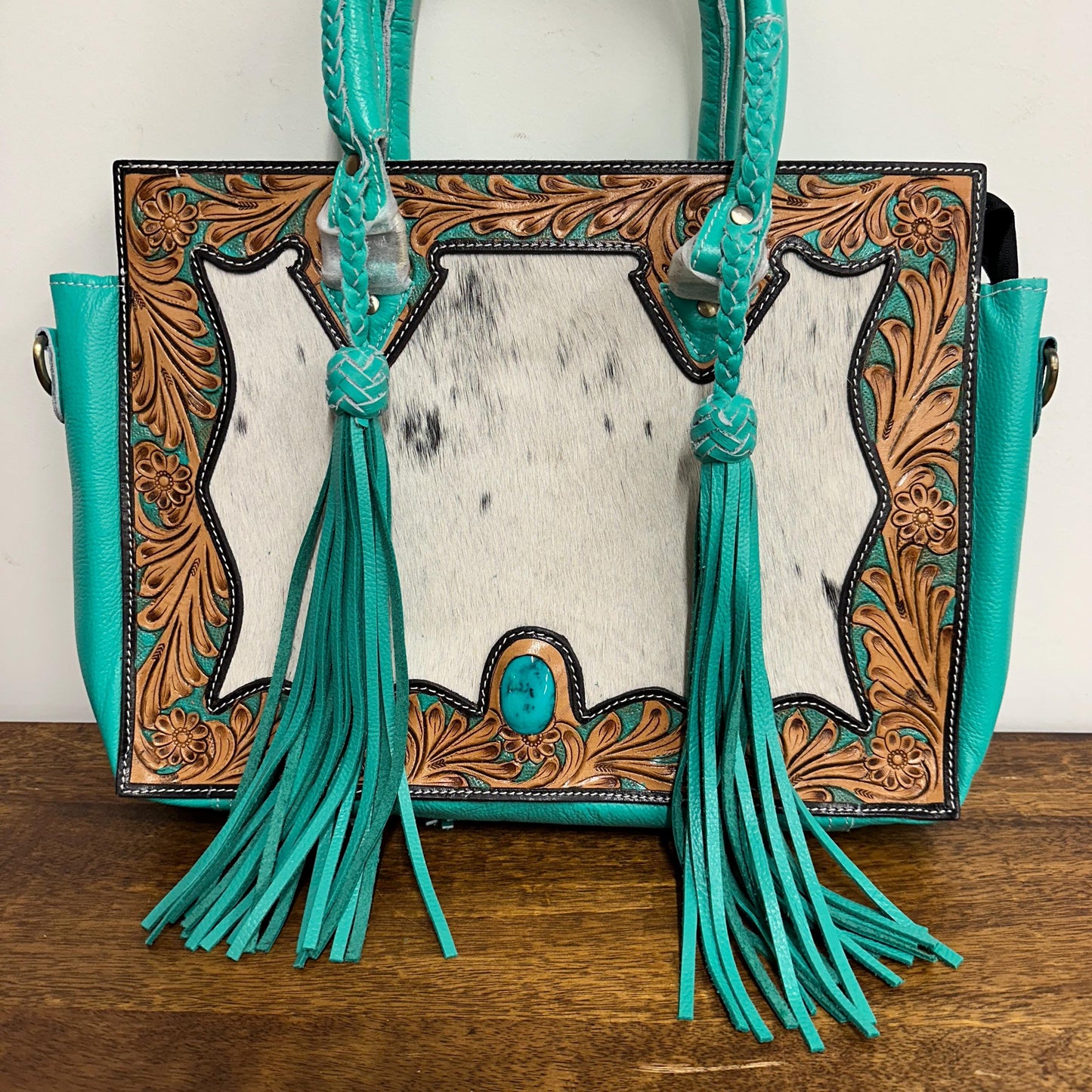 Hand Carved Leather Fringe Tote Bag - JayKayBoutiqueOnline